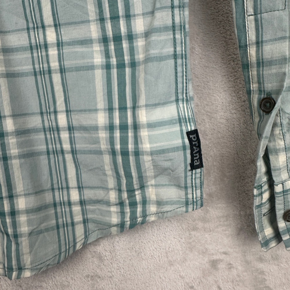 Prana Mens Slim Fit Plaid Organic Cotton Button Down Plaid Shirt M21191486 L - Picture 3 of 11